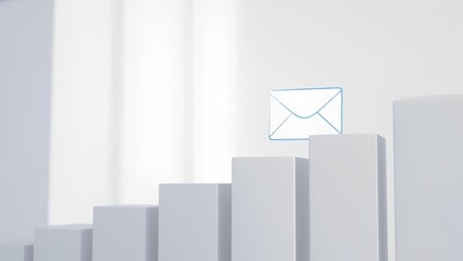 Poster - Analyzing email trends digital workspace infographic minimalistic aerial view marketing insights