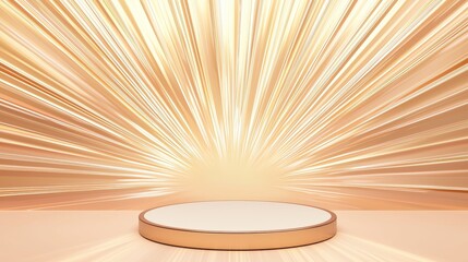 Poster - Sleek 3D Podium in Empty Space Surrounded by Radiant Light Effects