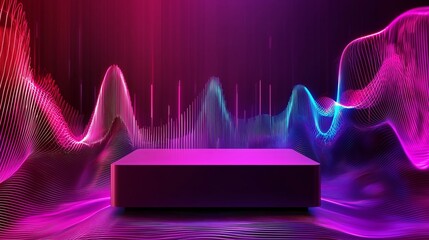 Poster - Stylish 3D Podium with Ample Space and Vibrant Background Effects