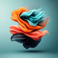 Poster - Abstract digital featuring flowing organic shapes with a holographic futuristic essence and a vivid chromatic palette  Prismatic crystalline texture and atmospheric lighting create a mesmerizing