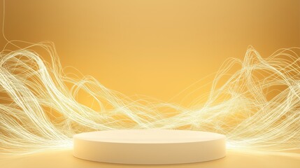 Poster - Minimalist 3D Podium Surrounded by Ample Empty Space in a Soft Glow Background