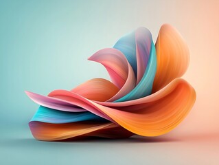 Poster - Dynamic abstract composition featuring a flowing undulating pattern of iridescent prismatic shapes against a cool toned gradient backdrop digital painting with a futuristic