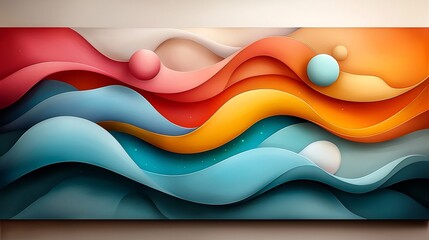 Poster - Visually captivating abstract digital painting showcasing a mesmerizing kaleidoscopic pattern of undulating fluid shapes in a vibrant iridescent color palette evoking a dreamy