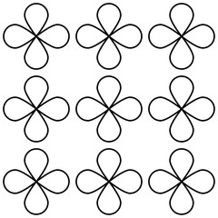 Wall Mural - Abstract geometric pattern of repeating black color flat style four leaf clover like floral shapes. Perfect for backgrounds, textiles, or design projects.