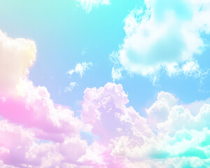 Wall Mural - The sky is filled with fluffy white clouds and a bright blue sky