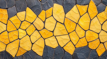 Poster - Colorful mosaic pattern with yellow and gray tiles creating an artistic background for design or decoration