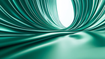 Wall Mural - A long green ribbon with a white background