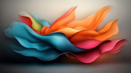 Poster - Captivating abstract design featuring a mesmerizing kaleidoscopic pattern of wavy undulating shapes in a vibrant iridescent color palette  This digital painting showcases a surreal