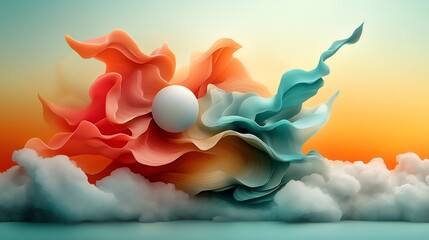 Poster - Mesmerizing Cosmic Dreamscape of Iridescent Swirling Shapes and Vibrant Kaleidoscopic Patterns   Digital Painting with a Surreal Psychedelic and