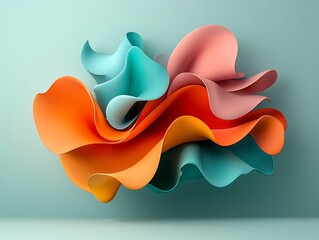 Poster - Surreal abstract composition featuring undulating prismatic shapes in a harmonious pastel toned palette ethereal and shimmering minimalist and modern style vibrant and high definition