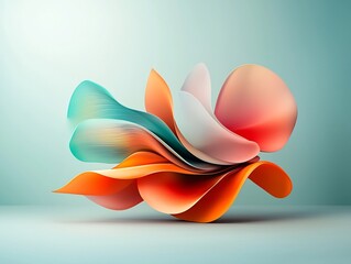 Poster - surreal abstract background featuring a flowing organic iridescent form with metallic highlights and