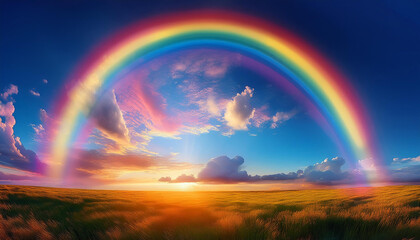 Wall Mural - fantastic vibrant rainbow sky viewnbeautiful sky and clouds with rainbow heritage