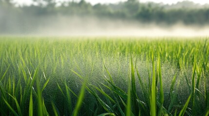 Wall Mural - Green Field in the Morning Dew