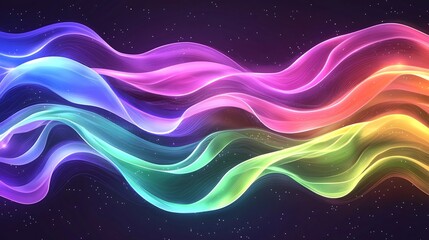 Poster - captivating chromatic cascade of undulating digital light phenomena mesmerizing abstract visualizati