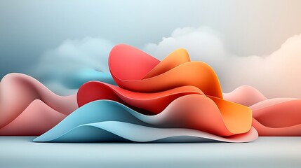 Poster - Mesmerizing Ethereal Cosmic Landscape with Flowing Organic Iridescent Shapes  A digital art composition featuring dynamic hypnotic waves of color and form that create a sense of depth dimension