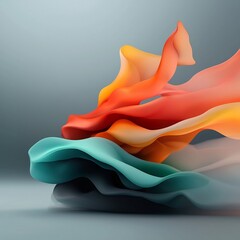 Poster - Mesmerizing Iridescent Waves Futuristic Abstract Digital Art in Vibrant Spectrum  Ethereal and surreal patterns of undulating flowing shapes in a clean minimalist style