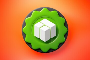 Poster - A green badge with a white 3D cube representing data storage or a block chain.