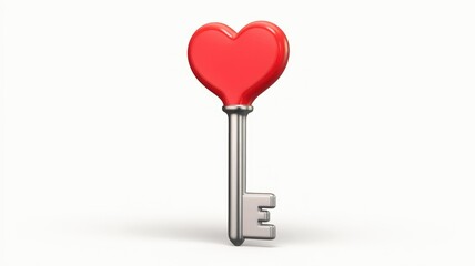Poster - A red heart-shaped key, symbolizing love, romance, and access to something precious.