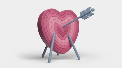 Aufkleber - Heart-shaped target pierced by an arrow, symbolizing love and accuracy.