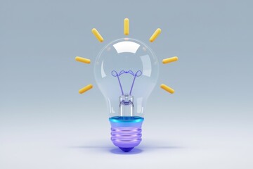 Fototapete - A lightbulb with radiating rays symbolizes inspiration, creativity, and new ideas.