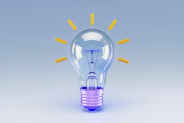 Fototapete - A transparent lightbulb with a purple base, symbolizing new ideas and innovation.