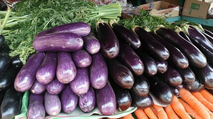 Poster - A Bountiful Harvest of Eggplants and Carrots