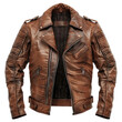 © Suchart - Stylish Brown Leather Jacket on Isolated Clean transparent background for Fashion and Apparel Promotions