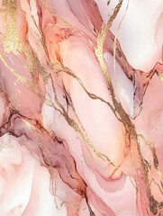  Elegant Blush Pink and Gold Abstract Alcohol Ink Marble Texture Background