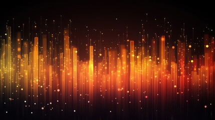 Poster - abstract financial graphic illustrating growth with glowing bar charts against a dark background, sy