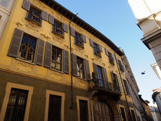 Wall Mural - Old buildings along via Cappuccio, historic street of Milan, Italy