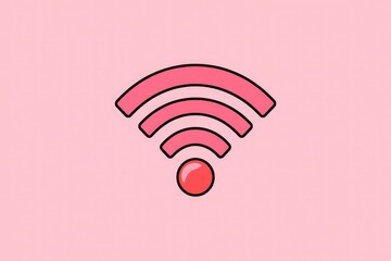 Poster - A minimalist pink wifi symbol with a red center dot, representing internet connection.