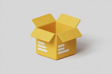 Poster - A yellow open box, empty and ready for packaging and shipping.