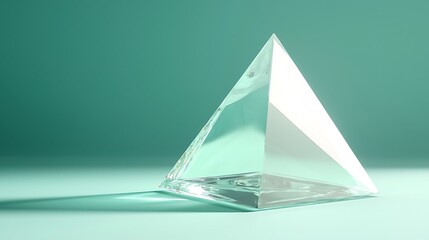 Wall Mural - A Glass Pyramid Stands on a Teal Background