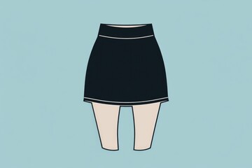 Poster - a simple design featuring a black skirt with white trim on a blue background, suitable for fashion o