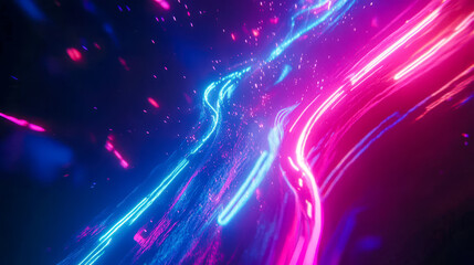 Wall Mural - A colorful, neon-lit background with a blue