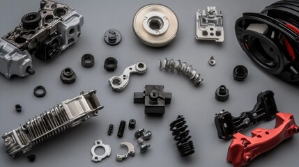 Sticker - Various mechanical components arranged on a table