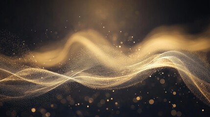 Poster - Soft Abstract Waves with Golden Bokeh Light Patterns Creating a Dreamy Background for Artistic and Elegant Designs