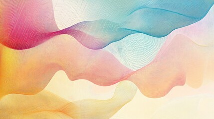 Poster - Vibrant Soft Abstract Line Art Background Featuring Fluid Rainbow Color Waves