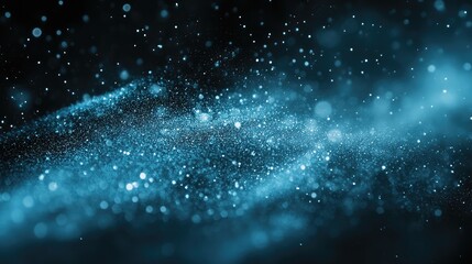 Wall Mural - Soft blue bokeh lights with sparkling particles creating a dreamy abstract background for design or presentation use