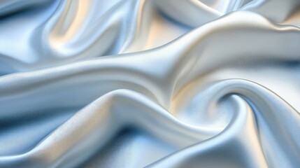 Poster - Elegant soft blurred satin fabric background in soothing blue tones for design and textile applications.