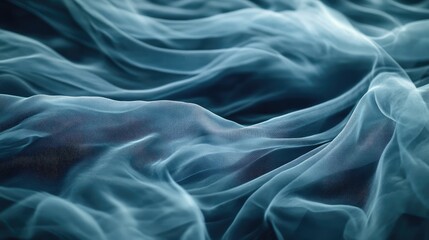 Poster - Translucent Fabric Waves in Water with Dark Background Creating an Ethereal and Serene Atmosphere Ideal for Artistic and Design Use
