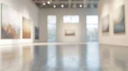 Poster - Serene Empty Art Gallery Interior Soft Focus with High Resolution Light and Space Details