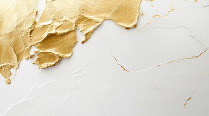 Poster - Elegant Soft Focus Background of White Foil with Textured Light Faux Gold Leaf Accents for Creative Designs and Luxury Themes