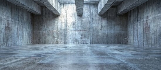 Poster - Industrial studio space featuring a large vacant floor with exposed beams and concrete walls perfect for creative projects and artistic endeavors