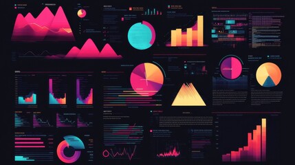Poster - Dynamic Infographic Data Visualization for Presenting Quarterly Business Performance Analysis with Vibrant Colors illustration