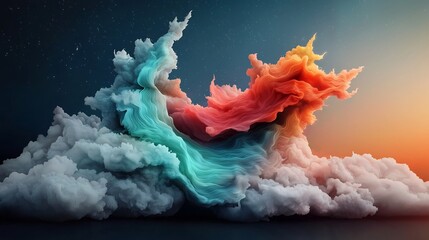 Poster - Mesmerizing cosmic dreamscape featuring a captivating kaleidoscopic pattern of undulating fluid shapes and vibrant iridescent colors  The abstract surreal composition creates a hypnotic