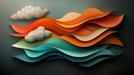 Poster - Mesmerizing cosmic dreamscape with vibrant iridescent waves and abstract shapes in a captivating digital painting with a surreal psychedelic Fluid dynamic lines and curves create a visually stunning