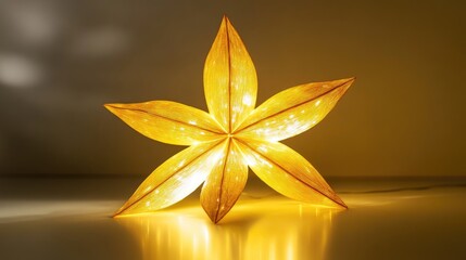 Poster - Star-shaped yellow flower light decoration illuminating a festive ambiance for celebrations and events