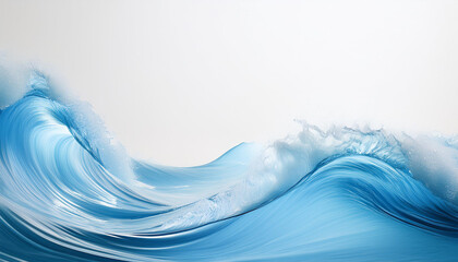 Wall Mural - a white background with a blue wave inside the foreground and a mild blue history with a white wave