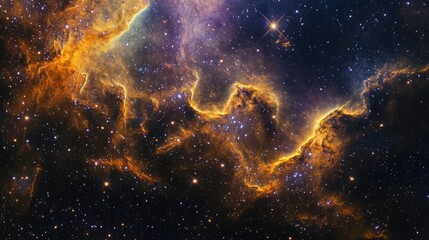 Poster - Vibrant cosmic nebula with stars illuminating the night sky creating a stunning outer space texture and deep celestial colors